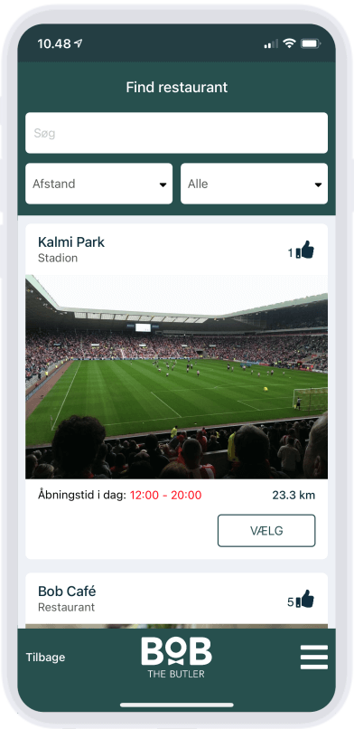Bestillings-app - Find stadion